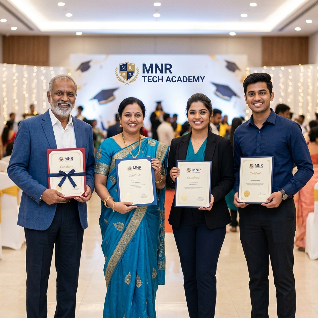 Students celebrating graduation ceremony at MNR Tech Academy